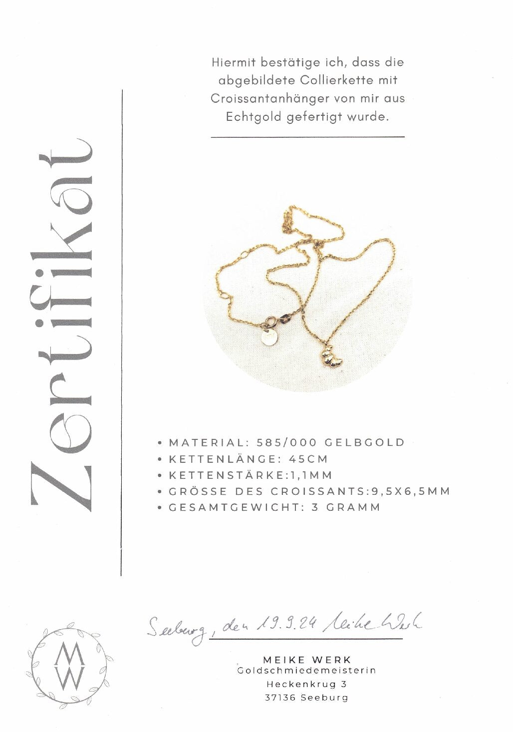 Coole Croissantkette in Echtgold