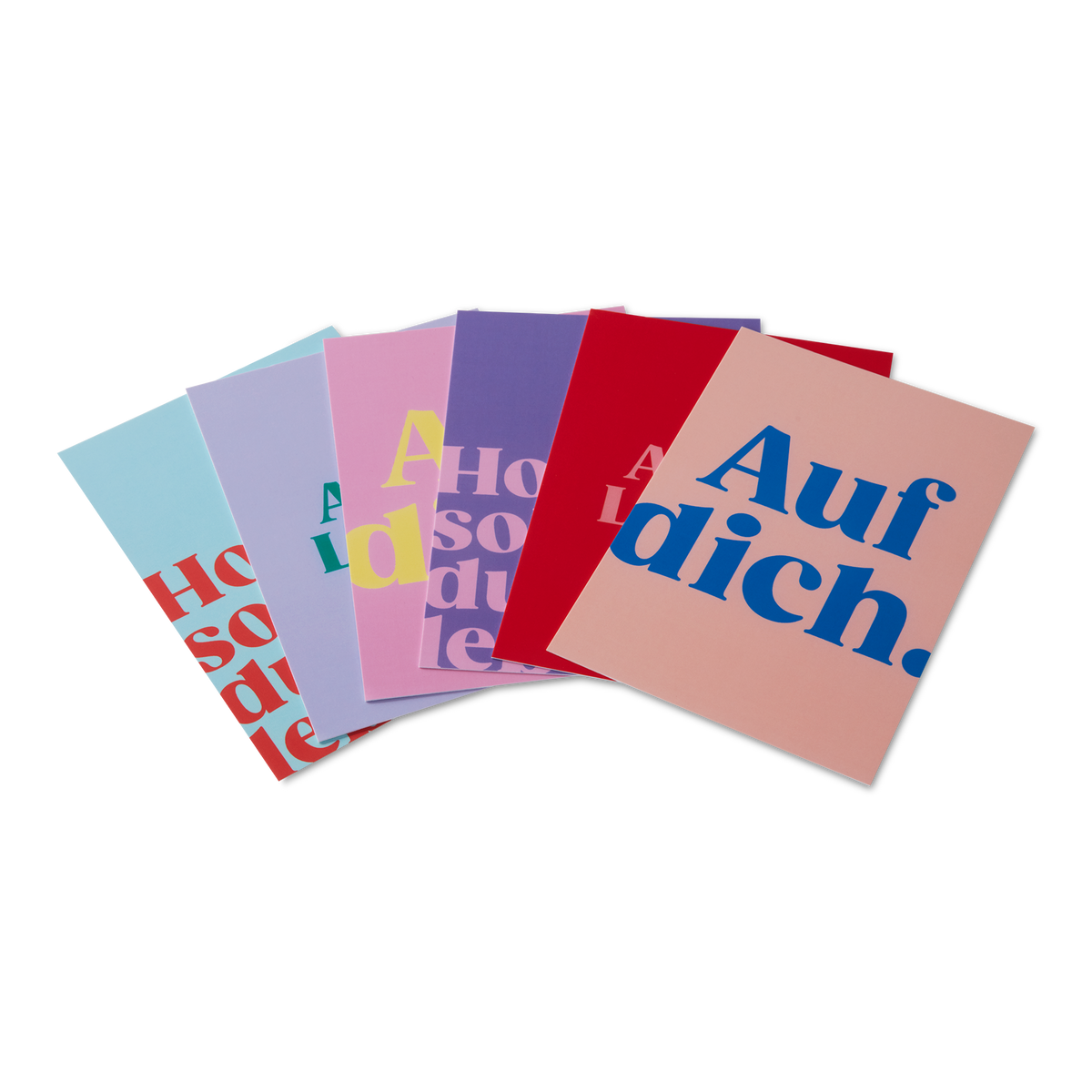 12er Postkartenset: Auf dich. Hoch sollst du leben. Alles Liebe.